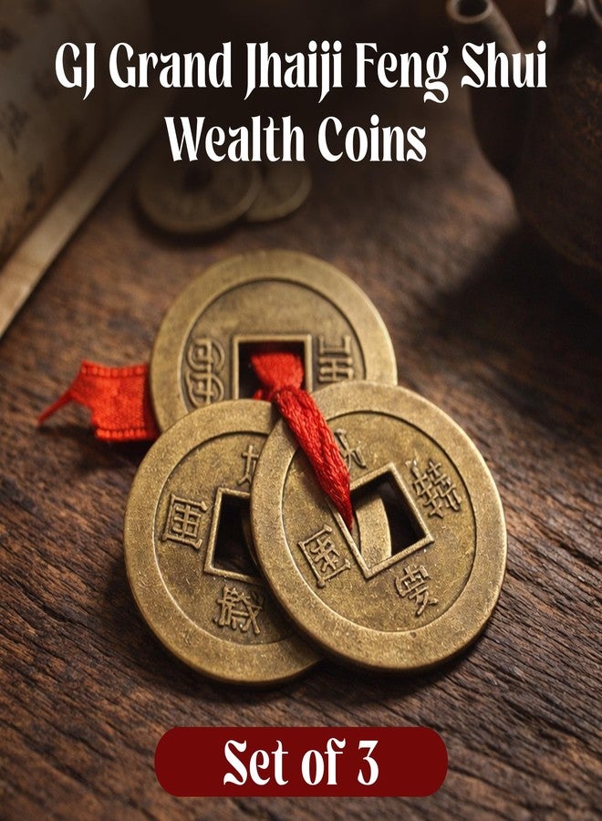 GJ Grand Jhaiji Feng Shui 1 Set of 3 Wealth Coins Showpiece Showpiecesize - 2.5 cm Copper - Image 3
